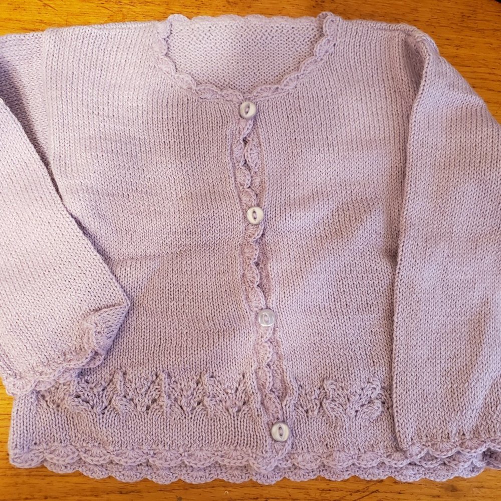 BABY CHRISTENING SET LAVENDER HAND knitted alpaca NEW NEW NEWA 4 PIECES - Picture 4 of 5